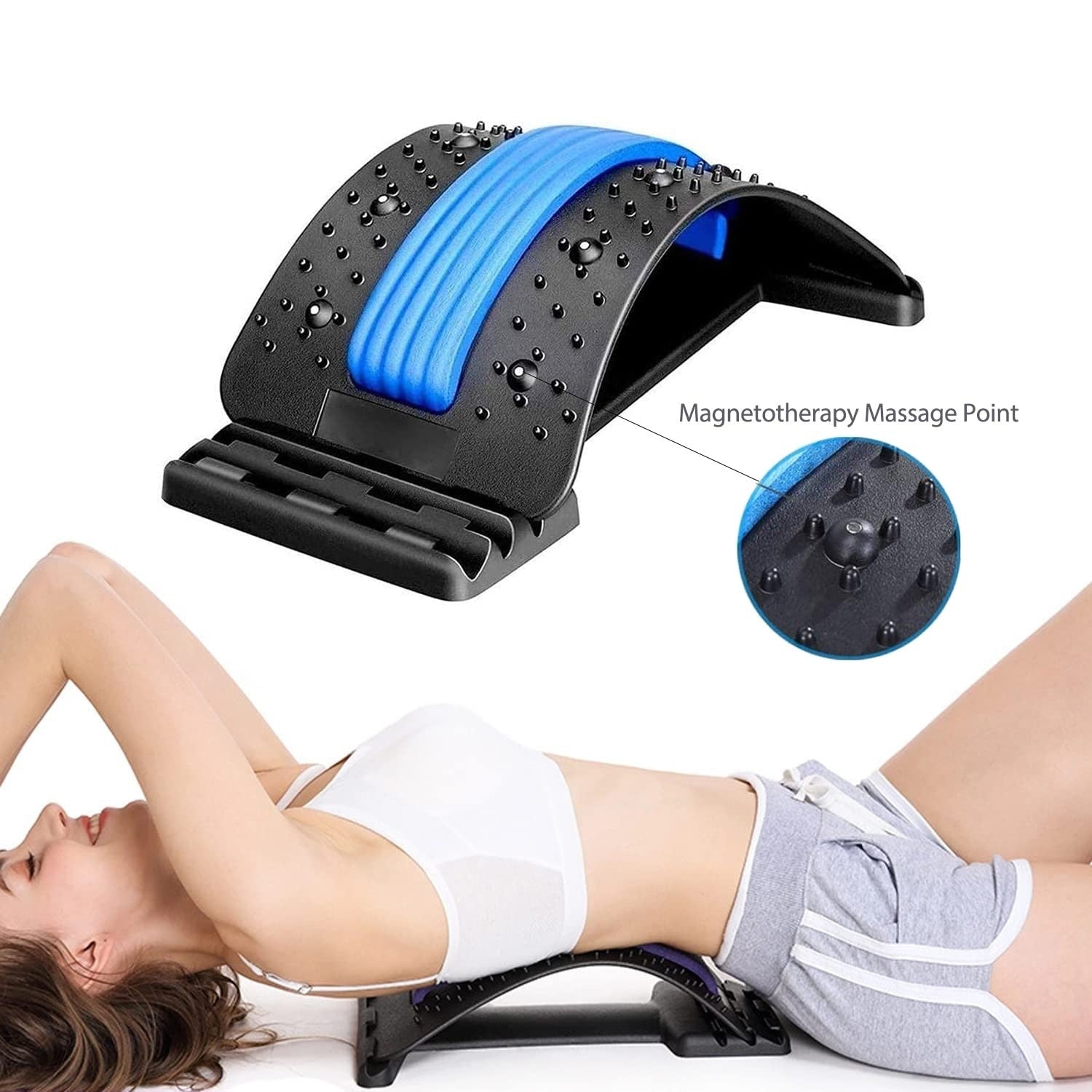 Lumbar Back Stretcher, Multi-Level Orthopedic Back Massager for herniated  disc, Scoliosis, Sciatica Pain Relief and Decompression - Black&Blue 
